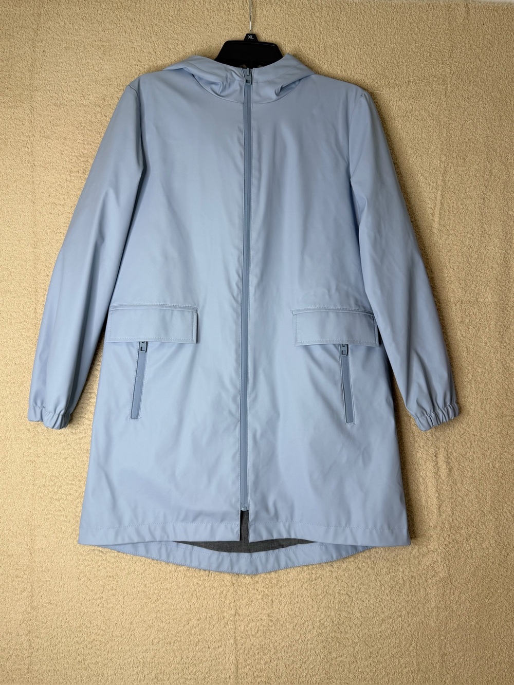 ZARA Basic Light Blue Hooded Rain Jacket Coat Size S